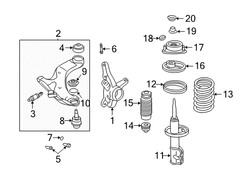 2001 Hyundai Elantra Front Suspension Components, Lower Control Arm, Stabilizer Bar Knuckle-Front Axle, RH Diagram for 51716-2D110