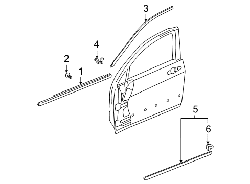 2005 Honda Accord Exterior Trim - Front Door Clip, FR. End Cap Diagram for 91563-SDA-A01