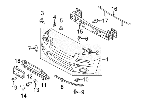 2011 Ford Transit Connect Front Bumper Lower Grille Cap Diagram for 9T1Z-17F005-AA