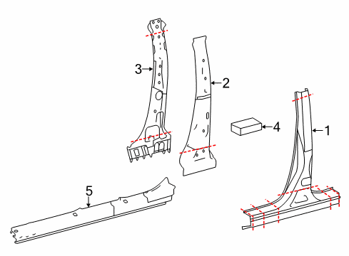 2016 Toyota Highlander Center Pillar & Rocker Inner Center Pillar Diagram for 61033-0E030