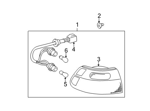 2001 Toyota Sienna Bulbs Combo Lamp Assembly Diagram for 81560-08020