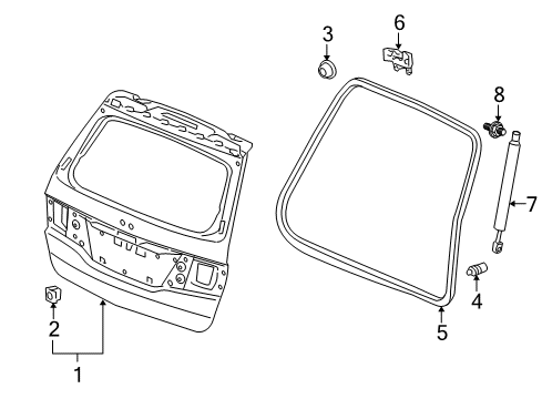 2008 Honda Odyssey Lift Gate Tailgate (DOT) Diagram for 68100-SHJ-307ZZ