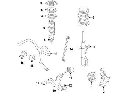 2012 Chevrolet Captiva Sport Front Suspension Components, Lower Control Arm, Stabilizer Bar Strut Diagram for 22862538