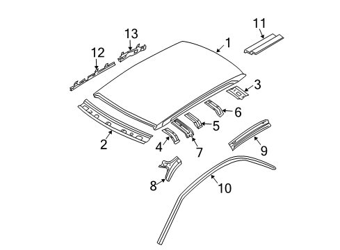 2003 Nissan Sentra Roof & Components WEATHERSTRIP-Drip, LH Diagram for 76843-5M000