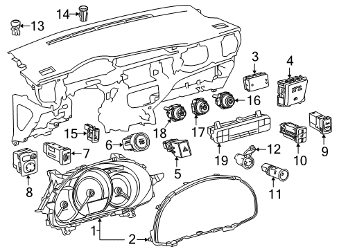 2019 Toyota Corolla Automatic Temperature Controls Cluster Assembly Diagram for 83800-F2U60