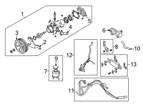 2009 Infiniti G37 P/S Pump & Hoses, Steering Gear & Linkage Power Steering Suction Hose Assembly Diagram for 49717-JK02B