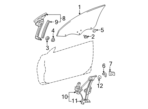 2003 Toyota Solara Front Door Glass Run Diagram for 67503-06010