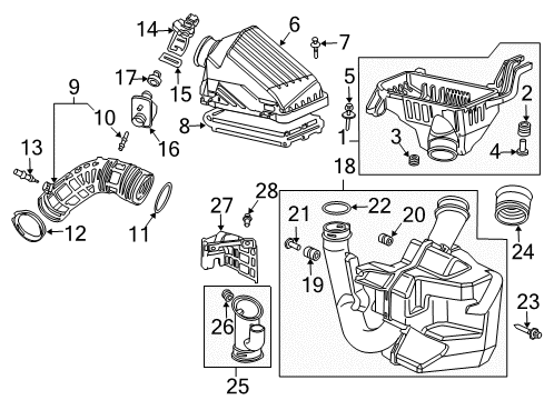 2004 Honda Accord Powertrain Control Case Set, Air Cleaner Diagram for 17201-RAA-A01