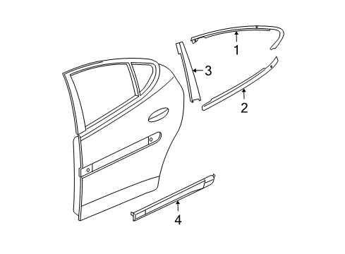 2008 Pontiac Grand Prix Exterior Trim - Rear Door Molding Asm-Rear Side Door Window Belt Reveal Diagram for 15919456