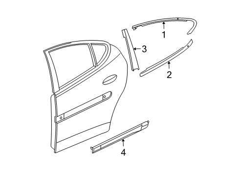 2008 Pontiac Grand Prix Exterior Trim - Rear Door Applique Asm-Rear Side Door Window Frame Front Diagram for 15272733