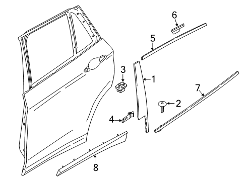 2018 BMW X2 Exterior Trim - Rear Door Sealing B-Pillar Trim Pan.Rear Door Le. Diagram for 51357433155