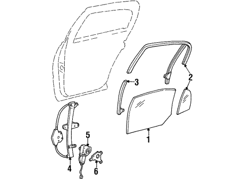 2000 Lincoln Town Car Front Door Fixed Glass Diagram for 4W1Z-5425767-AA