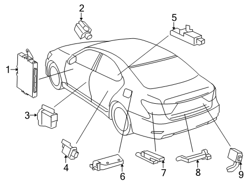 2014 Lexus LS600h Keyless Entry Components Theft-Locking Module Smart Key Diagram for 89990-50080