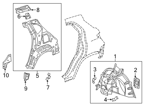2020 Buick Envision Inner Structure - Quarter Panel Inner Brace Bracket Diagram for 22989575