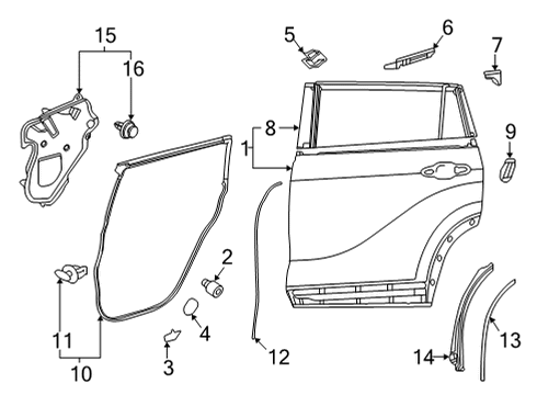 2020 Toyota Highlander Door & Components Door Weatherstrip Diagram for 67872-0E080