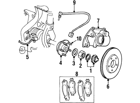 2000 Chrysler Sebring Front Brakes CALIPER Diagram for MB928411