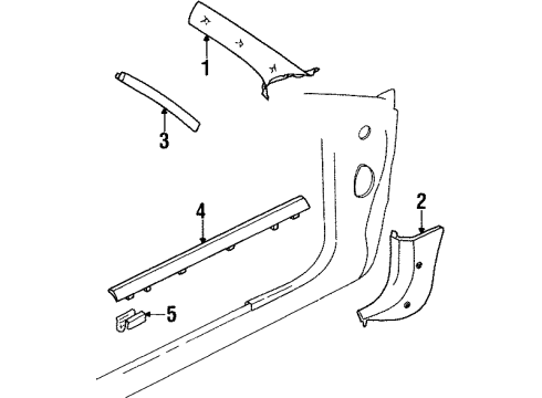 1998 Chrysler Sebring Interior Trim - Pillars, Rocker & Floor Molding Diagram for HZ46SX9