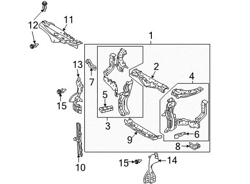 2008 Lexus RX350 Radiator Support Bracket, Radiator Support To Front Fender, LH Diagram for 53258-0E010