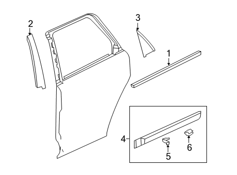 2012 Chevrolet Captiva Sport Exterior Trim - Rear Door Applique Panel Diagram for 95238094