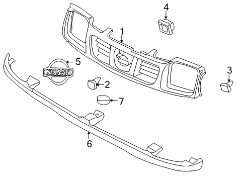 1999 Nissan Frontier Grille & Components Apron-Front, Upper Diagram for 62651-3S530