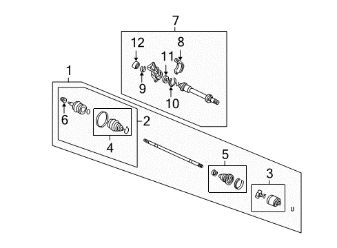 2001 Acura MDX Drive Axles - Front Boot Set, Inboard Diagram for 44017-S3V-A02