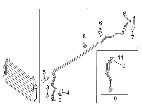 2018 Nissan Pathfinder Air Conditioner Bracket-Hose Clamp Diagram for 92554-3JA0A