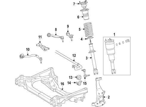 2021 Lexus LS500 Front Suspension, Lower Control Arm, Upper Control Arm, Ride Control, Stabilizer Bar, Suspension Components Front Hub & Bearing Diagram for 43560-62020