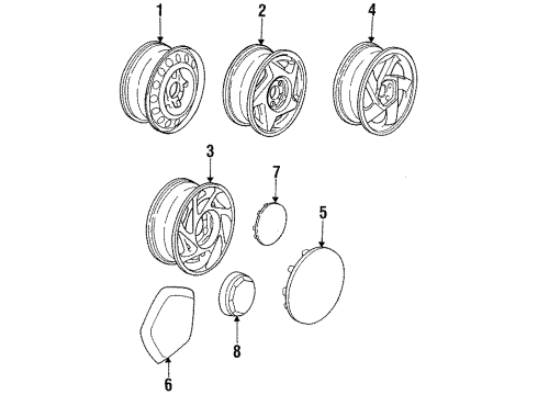 1991 Dodge Stealth Wheels, Covers & Trim Part Diagram for MB624752