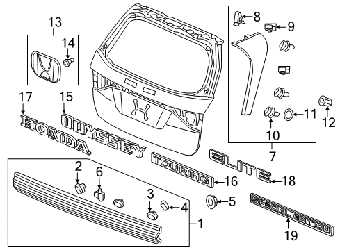 2016 Honda Odyssey Exterior Trim - Lift Gate Switch Assy. Diagram for 38369-TK8-A01