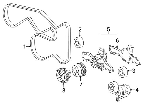 2016 Toyota Tacoma Water Pump, Belts & Pulleys Serpentine Belt Diagram for 90916-A2037