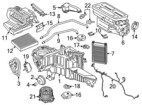 2015 Ford F-150 A/C Evaporator & Heater Components Air Inlet Duct Diagram for FL3Z-19A618-A