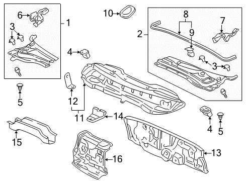 2012 Honda Ridgeline Cowl Bracket, L. RR. Fender Mounting Diagram for 61225-SJC-A00ZZ