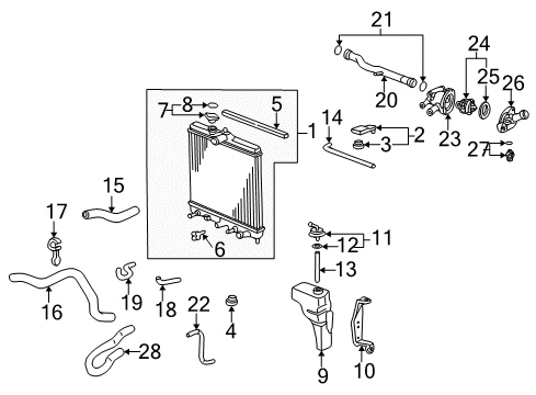 1999 Honda Civic Radiator & Components Radiator Complete Diagram for 19010-P7G-902