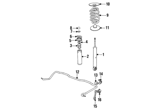 1999 BMW 323is Rear Suspension Components, Lower Control Arm, Upper Control Arm, Stabilizer Bar, Trailing Arm, Shocks & Components Set Coil Springs Diagram for 33539065365