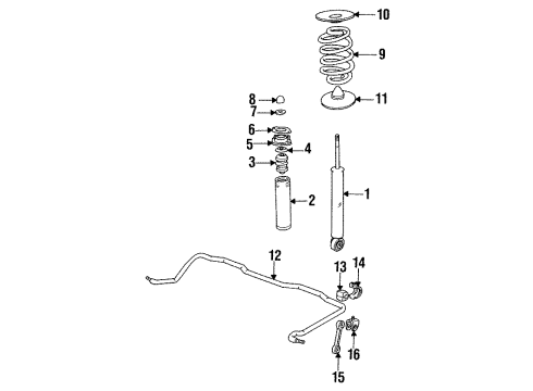 1997 BMW 328i Rear Suspension Components, Lower Control Arm, Upper Control Arm, Stabilizer Bar, Trailing Arm, Shocks & Components Set Coil Springs Diagram for 33539059403