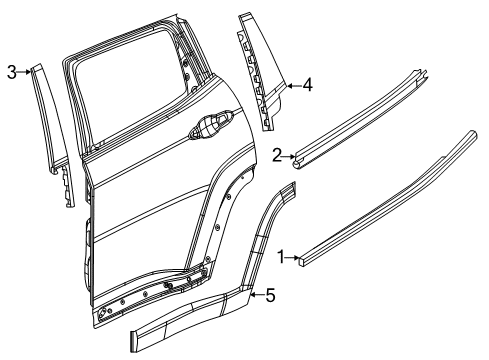 2017 Jeep Compass Exterior Trim - Rear Door Molding-Rear Door Diagram for 5UP26RXFAB