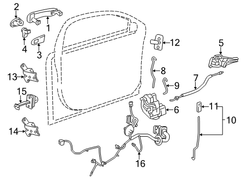 2011 Chevrolet Volt Front Door Lock Rod Diagram for 20836219