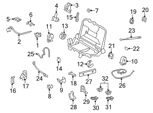 2009 Toyota Land Cruiser Rear Seat Components Hinge Cover Diagram for 71629-60380-B0