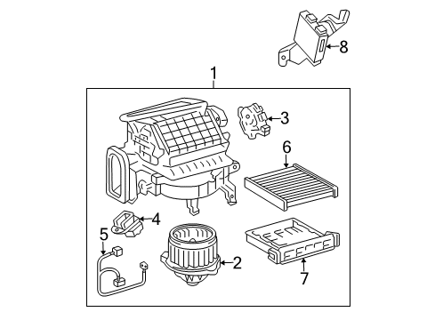 2004 Lexus RX330 Blower Motor & Fan Motor Sub-Assy, Cooling Unit, W/Fan Diagram for 87103-0E010