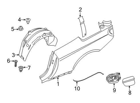 2015 BMW 640i xDrive Quarter Panel & Components Cover, Wheel Housing, Rear Left Diagram for 51717224973