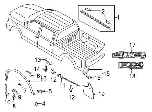 2018 Ford F-250 Super Duty Exterior Trim - Pick Up Box Mud Guard Diagram for CL3Z-16A550-P