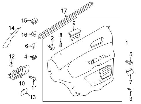 2011 Ford Explorer Rear Door Door Trim Panel Cover Diagram for BB5Z-74672A41-AB