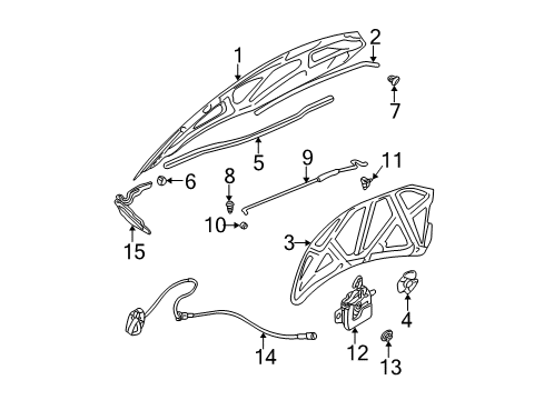 2001 Dodge Stratus Hood & Components Hood Prop Diagram for 4814822AE