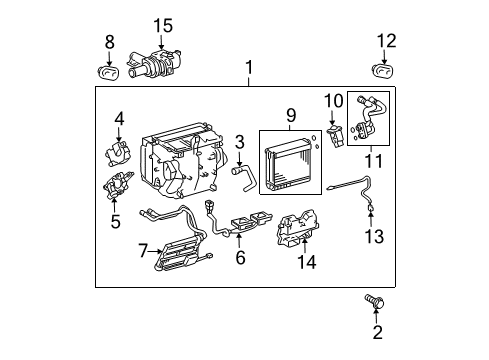 2009 Toyota Prius Air Conditioner Evaporator Assembly Diagram for 87050-47110