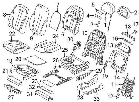 2020 BMW 530i Heated Seats Heating Element, Basic Backrest Diagram for 52107357405