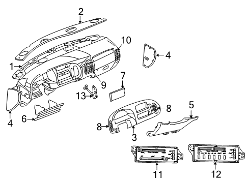 2003 Dodge Ram 2500 Van Instrument Panel Components Air Conditioner And Heater Control Diagram for 55055466AF