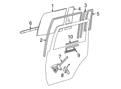 1999 Toyota Land Cruiser Rear Door Regulator Sub-Assy, Rear Door Window, RH Diagram for 69803-60060