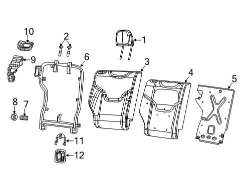 2021 Jeep Compass Rear Seat Components Foam-Seat Back Diagram for 68289807AB