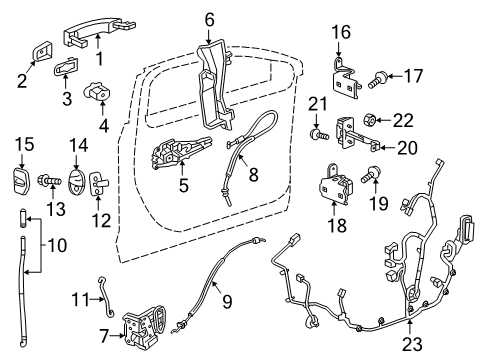 2019 Cadillac XT4 Front Door Control Cable Diagram for 23274475