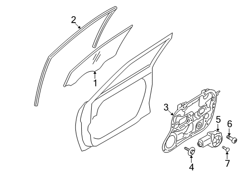 2012 Hyundai Elantra Front Door Motor Assembly-Power Window Regulator, RH Diagram for 82460-2L010
